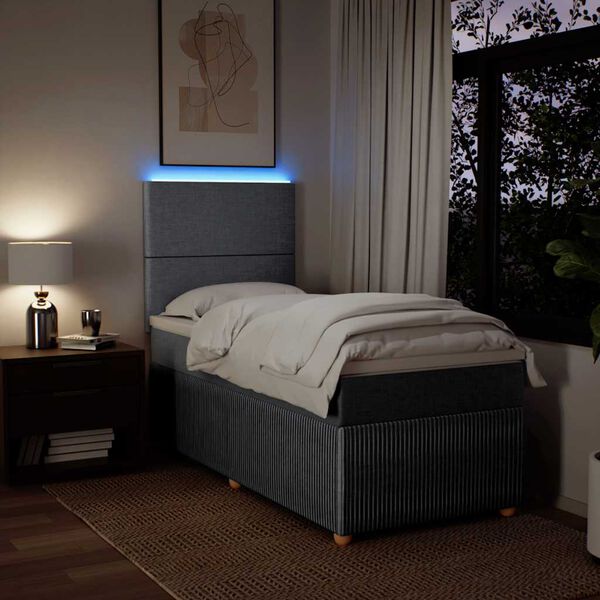 vidaXL Box spring postel s matrac&iacute; světle &scaron;ed&aacute; 90x200 cm textil