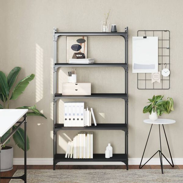 vidaXL Knihovna s 5 policemi černá 80 x 30 x 154 cm kompozitní dřevo