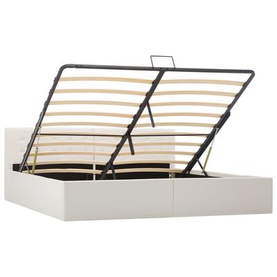 vidaXL Rám postele zvedací úložný prostor bílý umělá kůže 180 x 200 cm