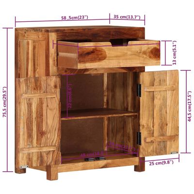 vidaXL Příborník 58,5 x 35 x 75,5 cm masivní akáciové dřevo