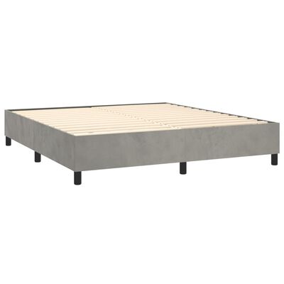 vidaXL Box spring postel s matrací a LED světle šedá 180x200 cm samet