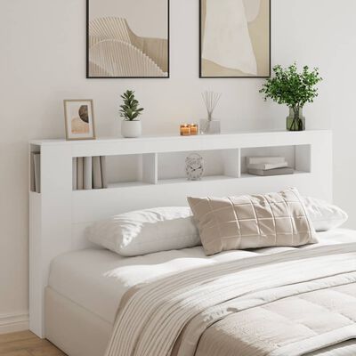 vidaXL Čelo postele s LED bílé 200 x 18,5 x 103,5 cm kompozitní dřevo