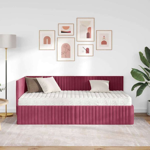 vidaXL Rohov&yacute; r&aacute;m postele s matrac&iacute; s čelo 2 pcs Zelen&aacute; samet