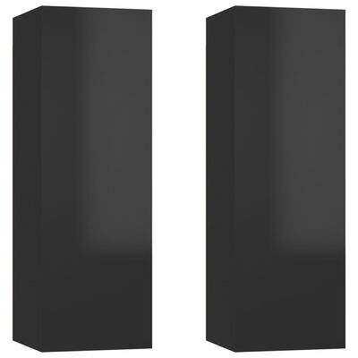 vidaXL TV stolky 2 ks černé s vysokým leskem 30,5x30x90 cm dřevotříska