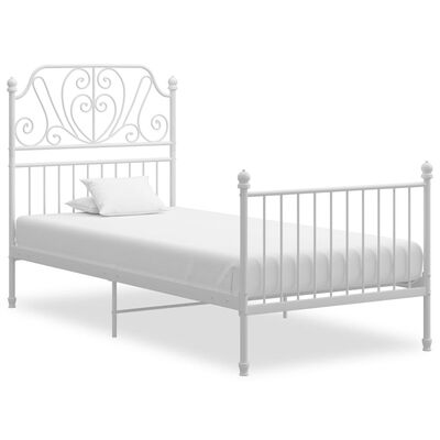 vidaXL Rám postele bílý kov 90 x 200 cm