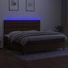 vidaXL Box spring postel s matrac&iacute; a LED tmavě hněd&aacute; 200x200 cm textil