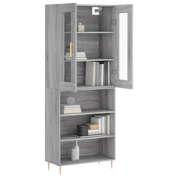 vidaXL Skř&iacute;ň highboard &scaron;ed&aacute; sonoma 69,5 x 34 x 180 cm kompozitn&iacute; dřevo