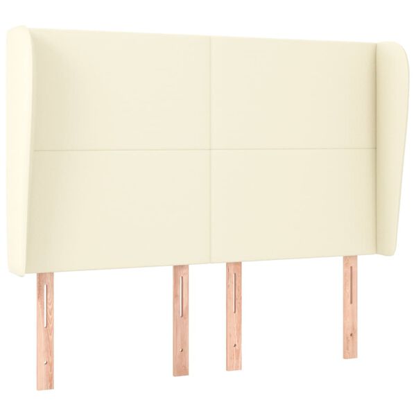 vidaXL Čelo postele typu u&scaron;&aacute;k kr&eacute;mov&eacute; 147 x 23 x 118/128 cm uměl&aacute; kůže