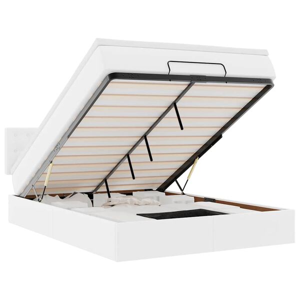 vidaXL Osmansk&yacute; r&aacute;m postele s matrac&iacute; b&iacute;l&yacute; 140x190cm uměl&aacute; kůže