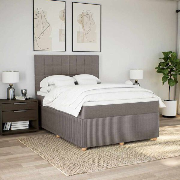vidaXL Box spring postel s matrac&iacute; taupe 160x200 cm textil
