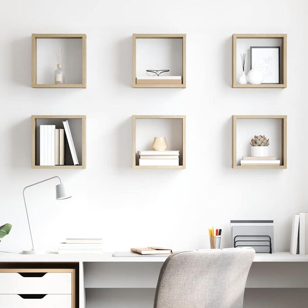 vidaXL N&aacute;stěnn&eacute; police kostky 6 ks dub sonoma 26 x 15 x 26 cm