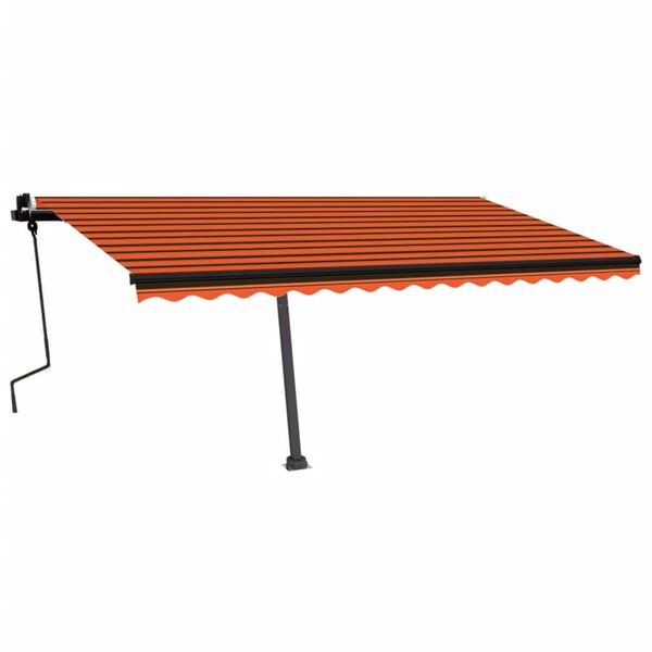 vidaXL Volně stoj&iacute;c&iacute; ručně zatahovac&iacute; mark&yacute;za 450x350 cm oranžovohněd&aacute;