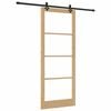 vidaXL Posuvn&eacute; dveře Př&iacute;rodn&iacute; 93 x 232 cm Masivn&iacute; borov&eacute; dřevo a sklo