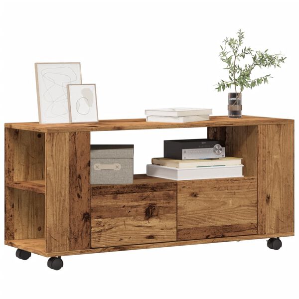 vidaXL TV skř&iacute;ňka na kolečk&aacute;ch old wood 102 x 34,5 x 43 cm kompozit
