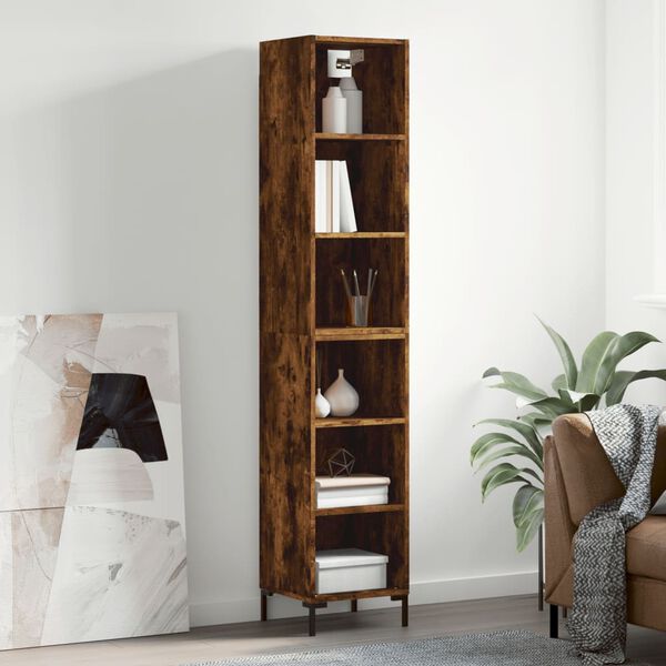 vidaXL Skř&iacute;ň highboard kouřov&yacute; dub 34,5x32,5x180 cm kompozitn&iacute; dřevo