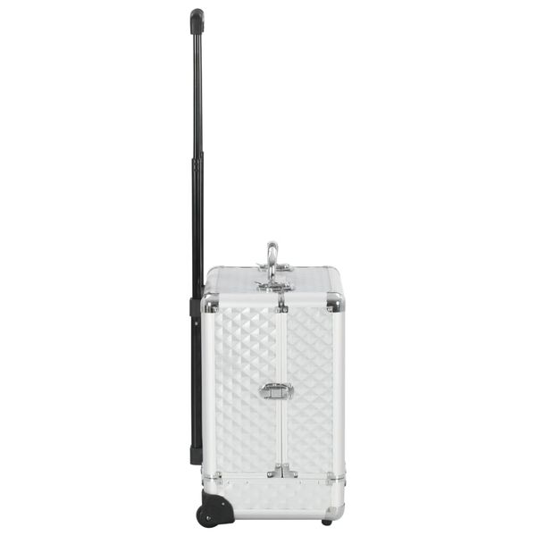 vidaXL Kosmetick&yacute; kufř&iacute;k na kolečk&aacute;ch 35 x 29 x 45 cm stř&iacute;brn&yacute; hlin&iacute;k