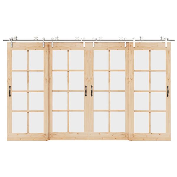 vidaXL Sada př&iacute;slu&scaron;enstv&iacute; pro posuvn&eacute; dveře 366 cm nerez ocel stř&iacute;brn&aacute;