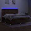 vidaXL Box spring postel s matrac&iacute; a LED tmavě hněd&aacute; 200x200 cm textil