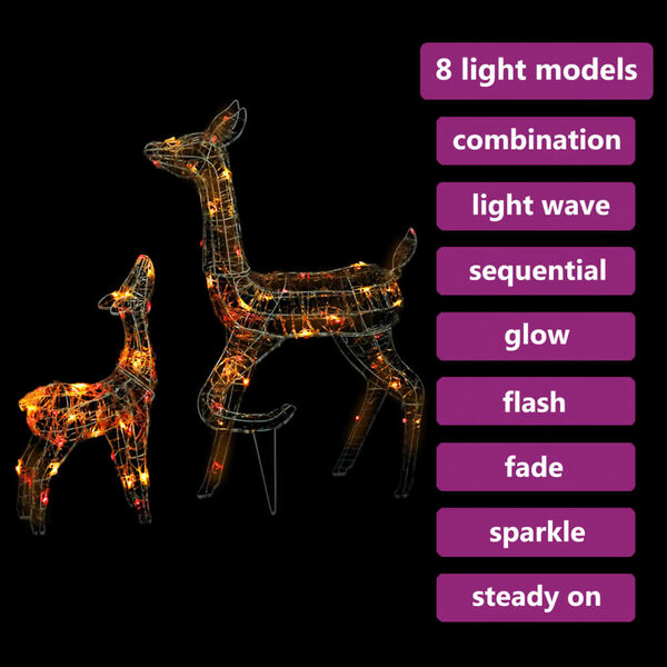 vidaXL Vánoční dekorace akrylová sobí rodinka 160 LED diod barevná