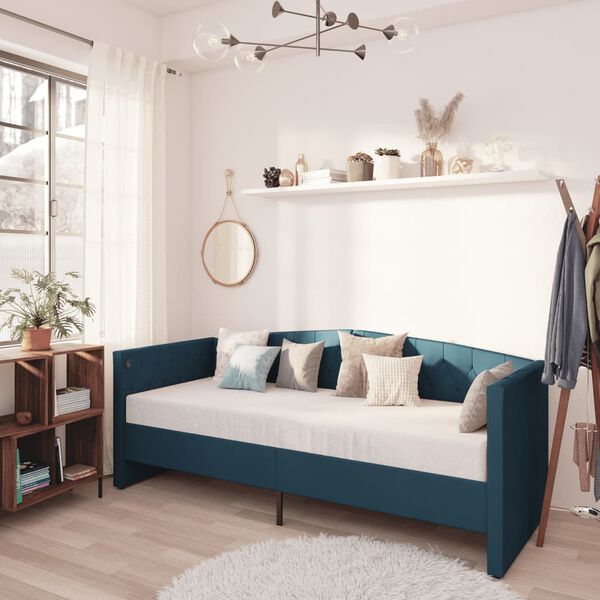 vidaXL V&aacute;lenda s USB modr&aacute; samet 90 x 200 cm