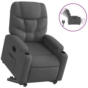 vidaXL Elektrick&eacute; zvedac&iacute; polohovac&iacute; křeslo tmavě &scaron;ed&eacute; textil