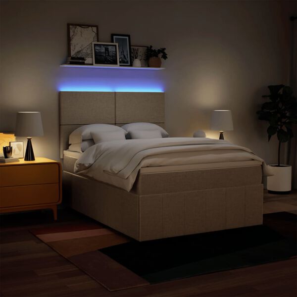 vidaXL Box spring postel s matrac&iacute; kr&eacute;mov&aacute; 140x200 cm textil