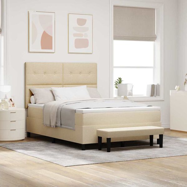 vidaXL Postel s boxspringem s matrac&iacute; Kr&eacute;mov&aacute; 140 x 190 cm textil