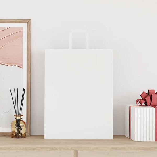 vidaXL Pap&iacute;rov&eacute; ta&scaron;ky 50 ks s uchy b&iacute;l&eacute; 32x12x42 cm