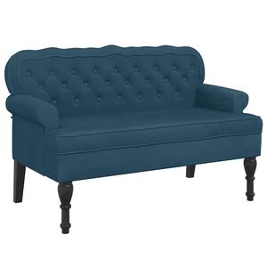 vidaXL Lavice s opěradlem modr&aacute; 119,5 x 64,5 x 75 cm samet