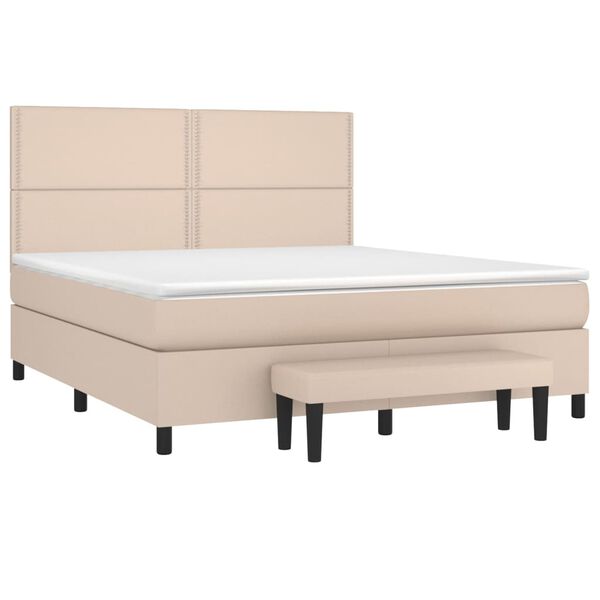 vidaXL Box spring postel s matrací cappuccino 180 x 200 cm umělá kůže