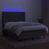 vidaXL Box spring postel s matrac&iacute; a LED tmavě &scaron;ed&aacute; 140x190 cm textil