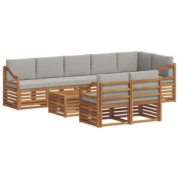 vidaXL Sedac&iacute; soupravy s pol&scaron;t&aacute;řem 9 pcs Př&iacute;rodn&iacute; a světle &scaron;ed&aacute;