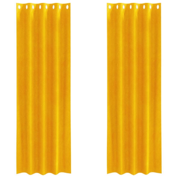 vidaXL Zatemňovac&iacute; z&aacute;věsy 2 pcs Hořčicově žlut&aacute; 140 x 260 cm samet