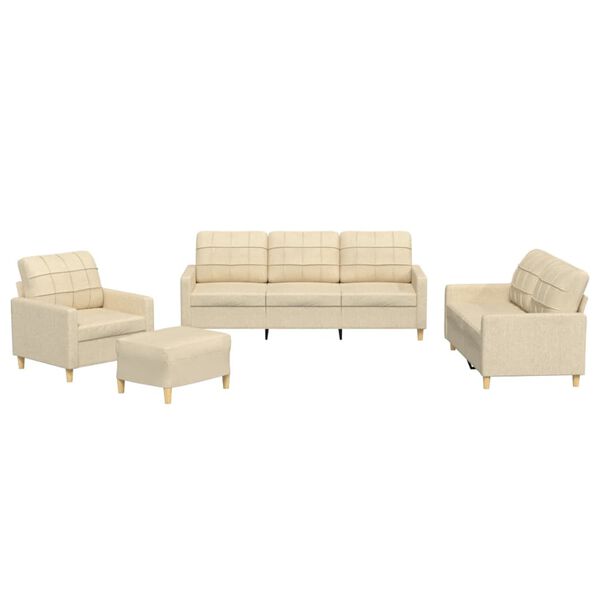 vidaXL 4dílná sedací souprava s poduškami krémová textil