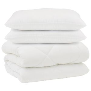 vidaXL Duvet s pol&scaron;t&aacute;ři s pol&scaron;t&aacute;řem 3 pcs B&iacute;l&aacute; Mikrovl&aacute;kno a peř&iacute;