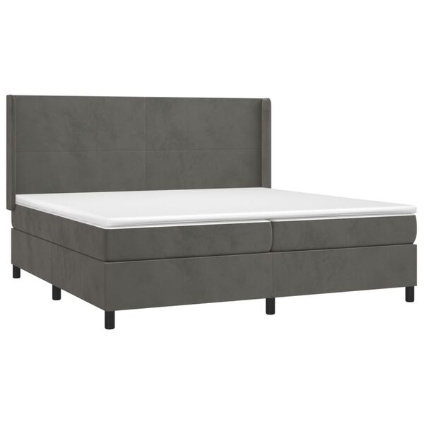 vidaXL Box spring postel s matrac&iacute; tmavě &scaron;ed&aacute; 200x200 cm samet