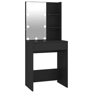 vidaXL Toaletn&iacute; stolek s LED čern&yacute; 60 x 40 x 140 cm