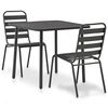 vidaXL 3d&iacute;ln&yacute; bistro set ocelov&yacute; tmavě &scaron;ed&yacute;