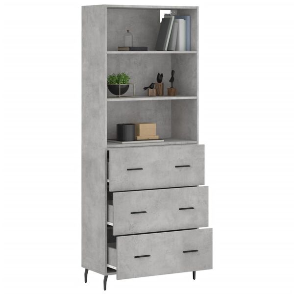 vidaXL Skř&iacute;ň highboard betonově &scaron;ed&aacute; 69,5x34x180 cm kompozitn&iacute; dřevo