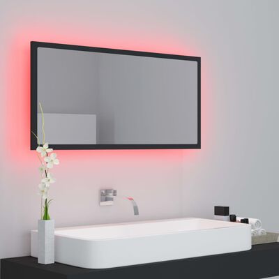 vidaXL LED koupelnové zrcadlo šedé 90 x 8,5 x 37 cm akrylové