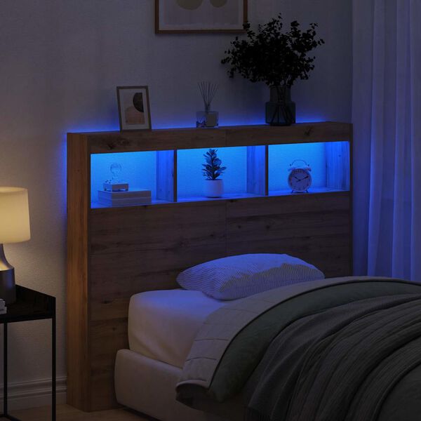 vidaXL Čelo postele Artisanový dub 120 x 17 x 102 cm kompozitní dřevo