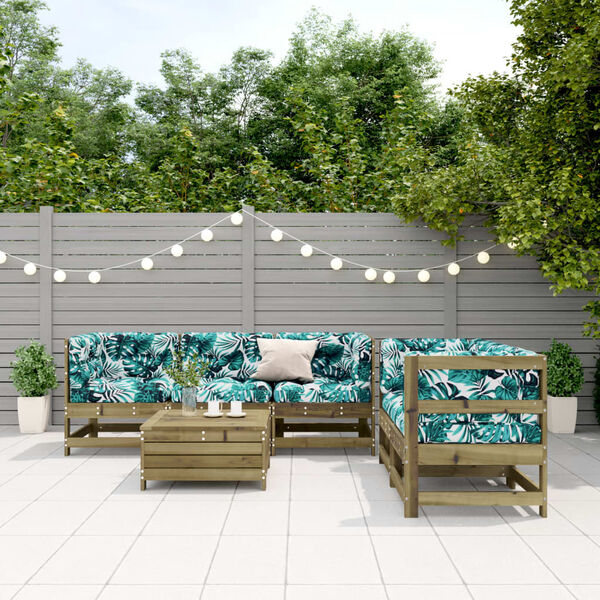 vidaXL 6d&iacute;ln&aacute; zahradn&iacute; sedac&iacute; souprava a podu&scaron;ky impregnovan&aacute; borovice