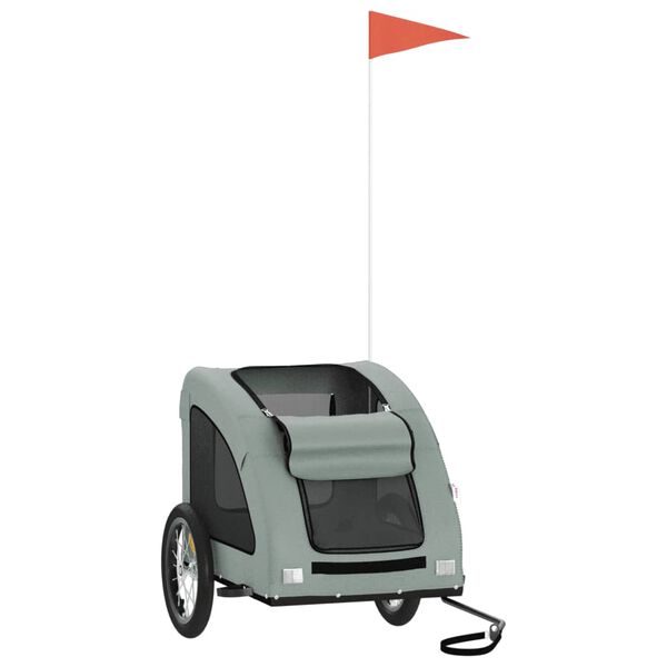 vidaXL Voz&iacute;k za kolo pro psa &scaron;ed&yacute; oxfordsk&aacute; tkanina a železo