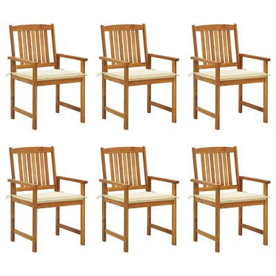 vidaXL Zahradní židle s poduškami 6 ks masivní akáciové dřevo