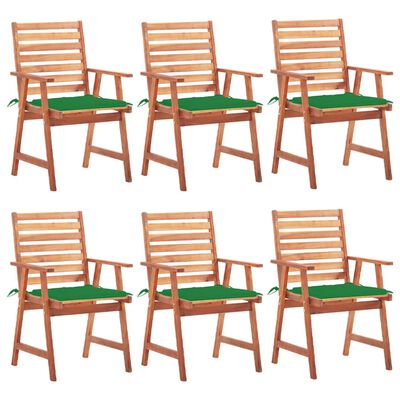vidaXL Zahradní jídelní židle 6 ks s poduškami masivní akáciové dřevo