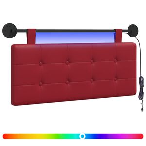 vidaXL Z&aacute;věsn&eacute; čelo postele S LED osvětlen&iacute;m V&iacute;no Červen&eacute; Uměl&aacute; kůže