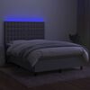 vidaXL Box spring postel s matrac&iacute; a LED světle &scaron;ed&aacute; 140x200 cm textil