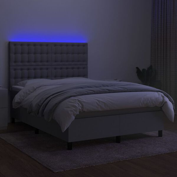 vidaXL Box spring postel s matrac&iacute; a LED světle &scaron;ed&aacute; 140x200 cm textil