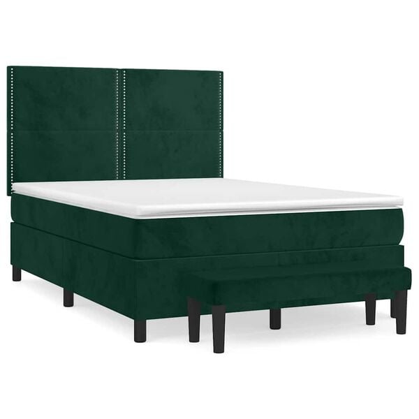 vidaXL Box spring postel s matrac&iacute; tmavě zelen&aacute; 140x190 cm samet