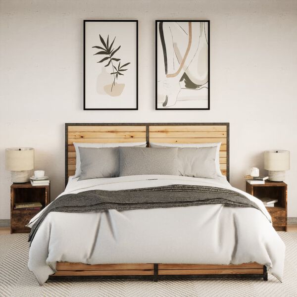 vidaXL Nočn&iacute; stolky s LED osvětlen&iacute;m 2 ks kouřov&yacute; dub kompozitn&iacute; dřevo